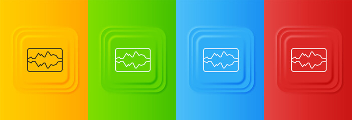 Wall Mural - white music wave equalizer icon isolated on colorful background. sound wave. audio digital equalizer