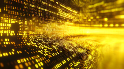 Background binary code is in lemon yellow color.