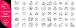 © designer - Nutrition set of web icons in line style. Healthy food linear icon collection. Containing food, vegetables, water, palm oil free, сaunt calories, zero trans fat, probiotics and more. Editable stroke