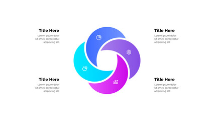 Aufkleber - Circular infographic with four colorful sections, showcasing business, finance, time management, and automation. Perfect for presentations and marketing strategy