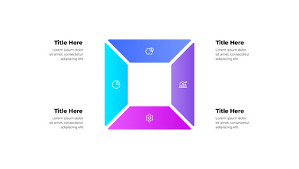 Fototapete - Infographic design with 4 steps to represent processes and solutions, perfect for presentations and business analytics documentation