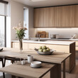 © Shivani - light brown with wood cabinets minimal modern kitchen