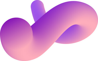 Gradient abstract colored shape. 3d wavy fluid line and curved ribbon. Organic design element for dynamic modern poster. Trendy bright squiggles and stroke.