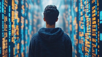 coder in digital code world.