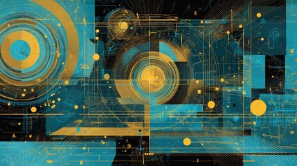Wall Mural - vector-style image of futurist background abstract technology