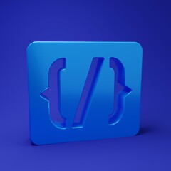 Wall Mural - blue programming language syntax icon isolated on blue background. syntax programming file system. m