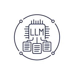 LLM line icon, Large Language Model