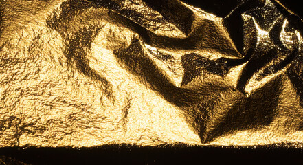 Poster - Golden and bronze foil texture with a metallic, glossy finish, creating an elegant, vintage backdrop
