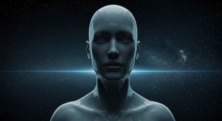Digital humanoid head illustration
