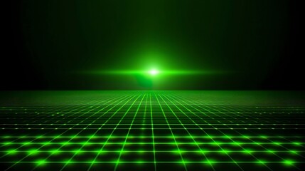 Futuristic green binary matrix glowing over a smooth, dark digital surface. Endless depth, immersive lighting, perfect for coding and cyberspace visuals. 