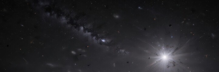 Wall Mural - distant galaxy, sparkling stars scattered across inky black , black, background