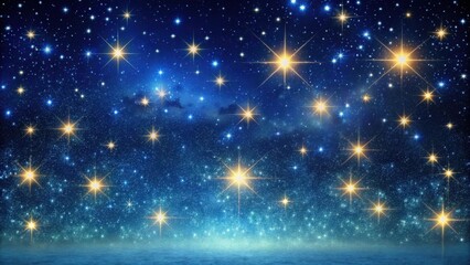 Poster - Celestial Night A Serene Landscape Under a Starry Sky with Glimmering Lights
