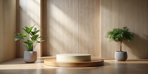 Poster - Minimalist Interior Design Display Featuring a Neutral Color Palette and Natural Elements