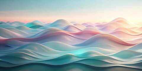 Aufkleber - Serene Pastel Undulations A Dreamlike Abstract Landscape of Smooth, Flowing Curves and Gentle Hills Under a Soft, Calm Sky
