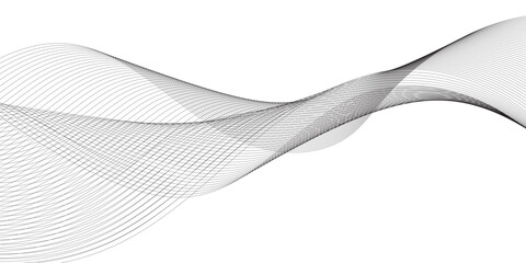 Wall Mural - wavy digital futuristic technology curve ocean lines on white background. thin line wavy abstract ve