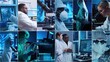 © Acronym - Technology and medical concept. Scientists, lab equipment and microscopes in biomedical innovations and clinical studies. Ideal for educational content. Vertical videos.