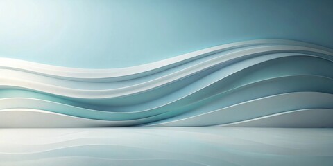 Aufkleber - Abstract Serene Blue and White Wave Pattern Background Design with Reflective Floor