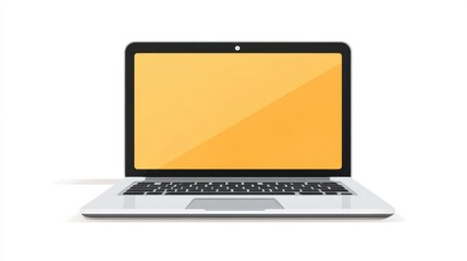 Wall Mural - a sleek laptop with a yellow screen and minimalist design, showcasing a modern technological aesthet
