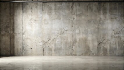 Aufkleber - Empty Room with Weathered Concrete Wall and Floor Featuring Subtle Light and Shadow