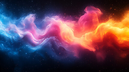 Wall Mural - colorful nebula in deep space galaxy with stars and celestial clouds of pink orange and blue