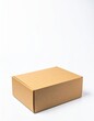 © best image tools - A simple, open brown cardboard box sits on a clean surface, its flaps folded down, revealing the empty interior and showcasing its textured surface.