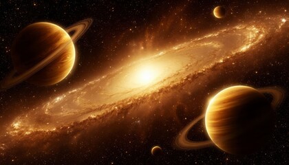 Wall Mural - a breathtaking cosmic scene featuring swirling galaxies and vibrant gas giants, illuminated by a rad