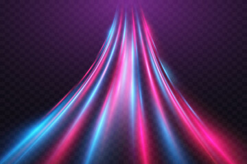 Light trails, motion blur effect. High-speed light effect. Vector illustration. EPS 10.