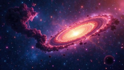 Wall Mural - distant galaxies collide, forming chaotic patterns, artwork, nebula