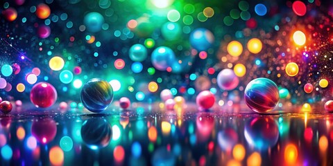 Aufkleber - Reflective Spheres in a Vibrant, Illuminated Atmosphere of Sparkling Lights and Colors
