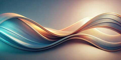 Leinwandbilder - Abstract flowing metallic ribbons, elegant design, smooth curves, wave pattern, contemporary art, luxurious texture