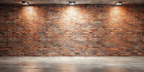 Aufkleber - Illuminated Brick Wall Background with Concrete Floor Ideal for Design Projects