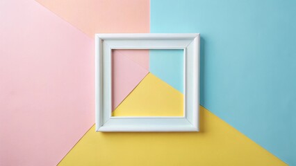 Leinwandbilder - A simple white frame rests on a vibrant pastel backdrop, showcasing a stylish and minimalist design aesthetic.