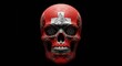 © backstock - Macabre Art: A Detailed Ornamental Skull with Swiss Insignia in Dramatic Lighting