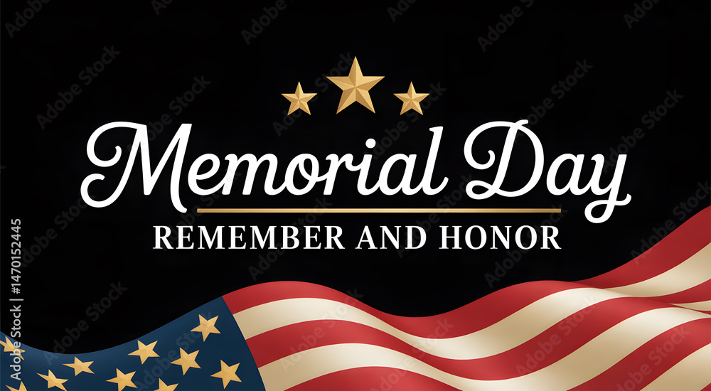 Patriotic memorial day graphic with american flag stars and memorial ...