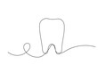 © Silkyinky - Line Art Abstract Tooth Symbol. Dental Service Advertising. One Continuous Modern Outline Drawn. Thin Sketch Line Art Curved Wavy Icon.
