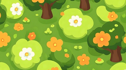 spring meadow aerial view.