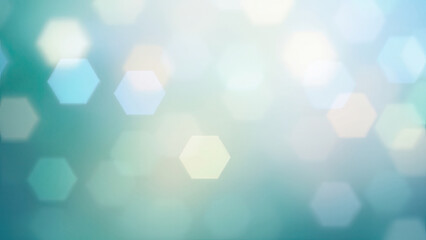 Abstract teal and white hexagon bokeh background