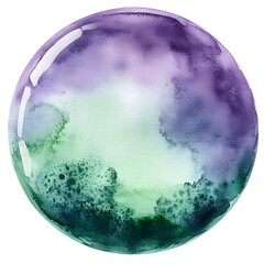 Wall Mural - watercolor sphere showing green and purple gradient with highlights