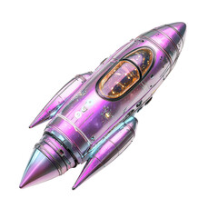 Wall Mural - Launch of a futuristic rocket outer space cosmic environment isolated on transparent background