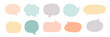 © Natalya - Colorful speech bubbles set. Pastel speech bubble collection in soft muted tones. Hand-drawn vector shapes ideal for social media posts, journaling, scrapbooking, wellness quotes, and branding design.
