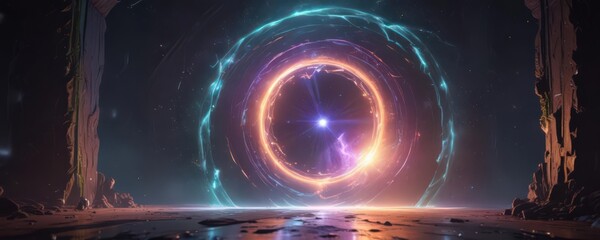 Wall Mural - ethereal portal, cosmic energy pulses outward vivid colours, dynamic movement , wallpaper, infinite