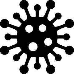black silhouette of a virus with multiple spikes and circular shapes. vector illustration