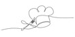 © berkahlineart - Continuous Line Drawing Chef Hat Spoon Fork Emblem. Professional Cooking Culinary Symbol Vector Art.