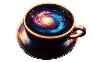 Wall Mural - space in a cup of coffee with the galaxy. space for text.