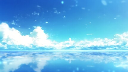 Wall Mural - blurred horizon of cool sea blue blending into a clear summer sky, soft focus effect