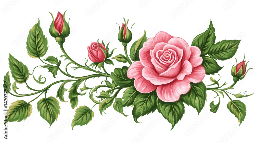 Elegant Pink Rose Flower Arrangement with PNG transparent background