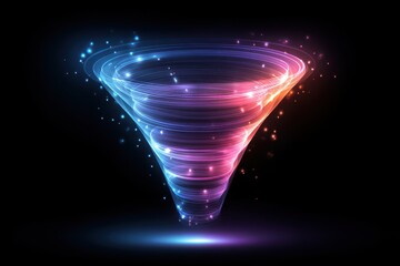 Wall Mural - Vivid neon light vortex swirling in a dark space, creating a dynamic and futuristic glowing spiral effect.