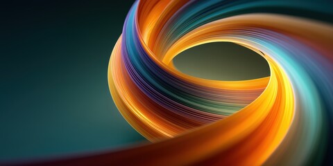 Wall Mural - 3d dynamic vortex made of swirling light ribbons in vibrant neon blues, oranges, and pinks against a
