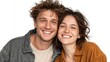 © KASUEMA SALAE - Portrait of happy young couple hugging and smiling isolated on background