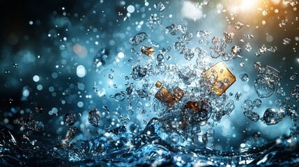 Aufkleber - Dynamic water splash action underwater scene abstract photography vibrant environment close-up perspective